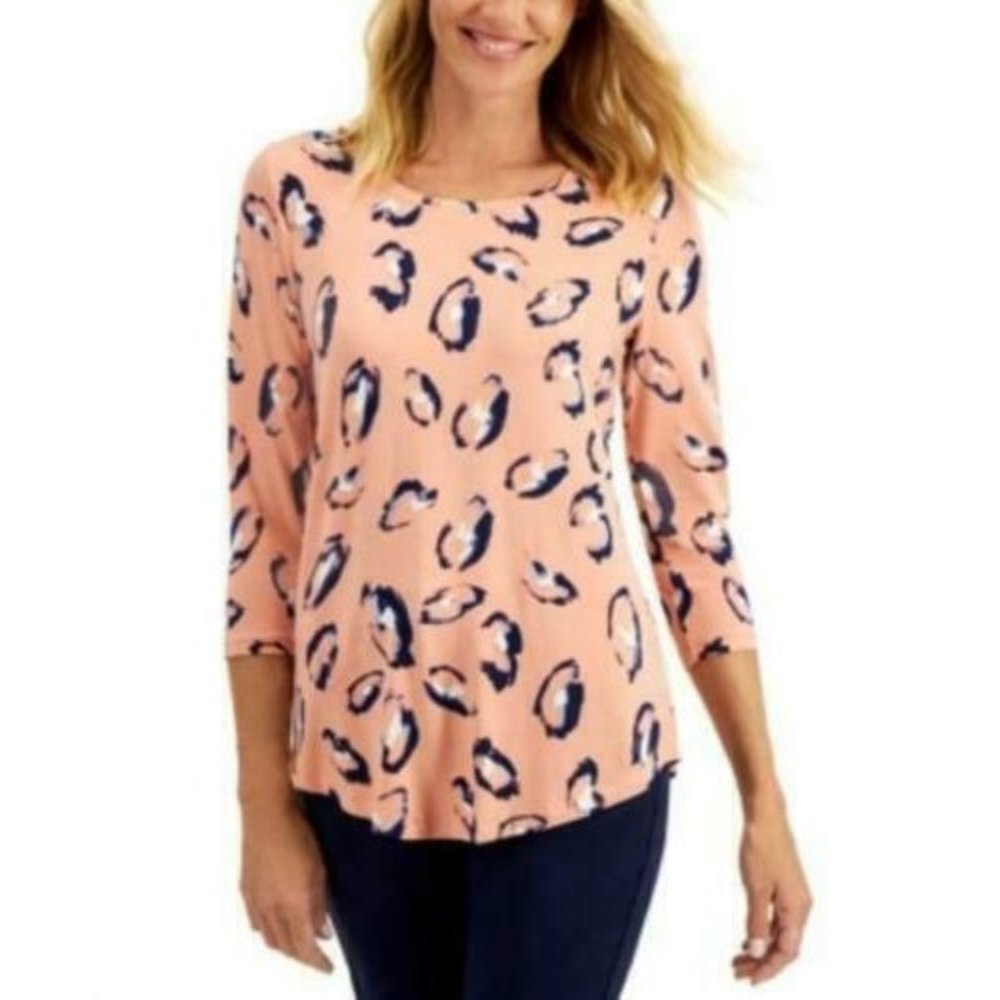 JM Collection  Small S Printed Top Blouse Tunic
